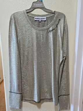Rodeo Quincy Metallic Gold Long-Sleeve Top